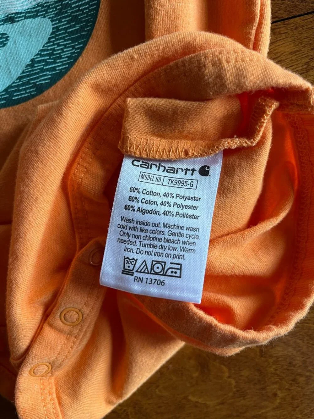 Carhartt orange mountain sunrise onesie 18m